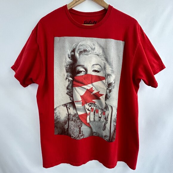 Popular Poison Marilyn Monroe Canada Flag Graphic Tee Red Men’s Large - Picture 2 of 7